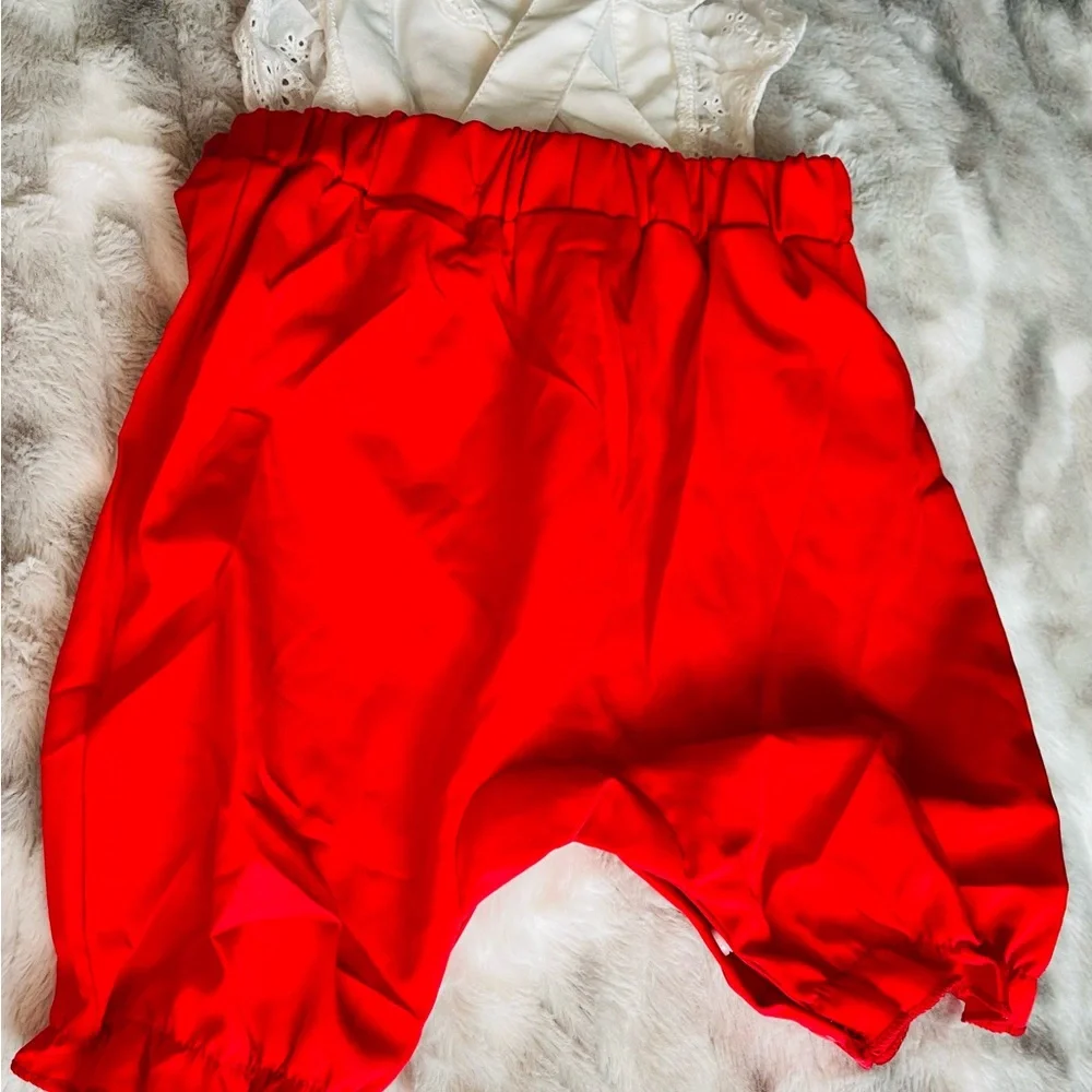 SHEIN Vibrant Red Ruffled Diaper Cover